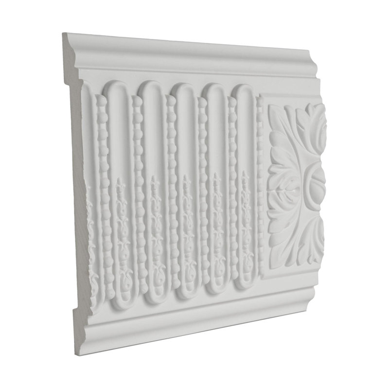 Échantillon de moulure à frise en polyuréthane à longues feuilles d'acanthe de 1-3 / 8 po x 7-7 / 8 po x 6 po