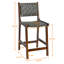 24" Counter Height Bar Stools Set of 2,Grey  Woven Faux Leather Seat & Back, Solid Wood Frame with Walnut Finish-1074031686-1074224186