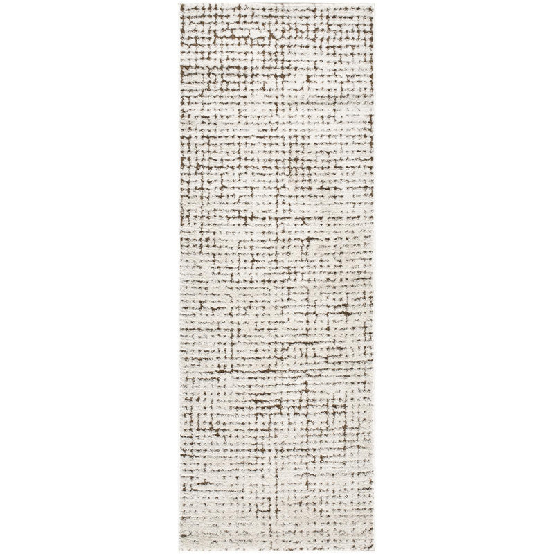 Our PNW Home x Livabliss Boho Scandi High Pile Ivory Brown Area Rug, Runner 2'7" x 7'3"