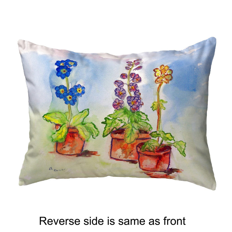  Potted Flowers Outdoor Rectangular Pillow Cover & Insert, 11" x 14"