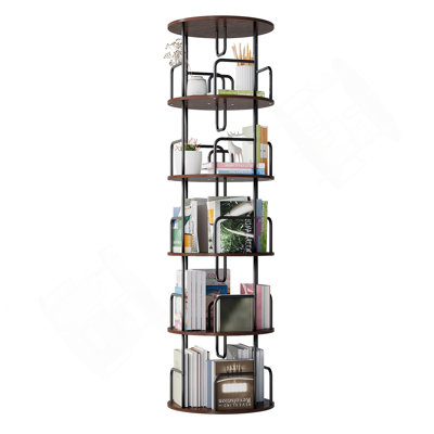 Tour de bibliothèque rotative à 360 ° à 5 niveaux avec plateau tournant lisse, rangement vertical compact pour les livres et la décoration.