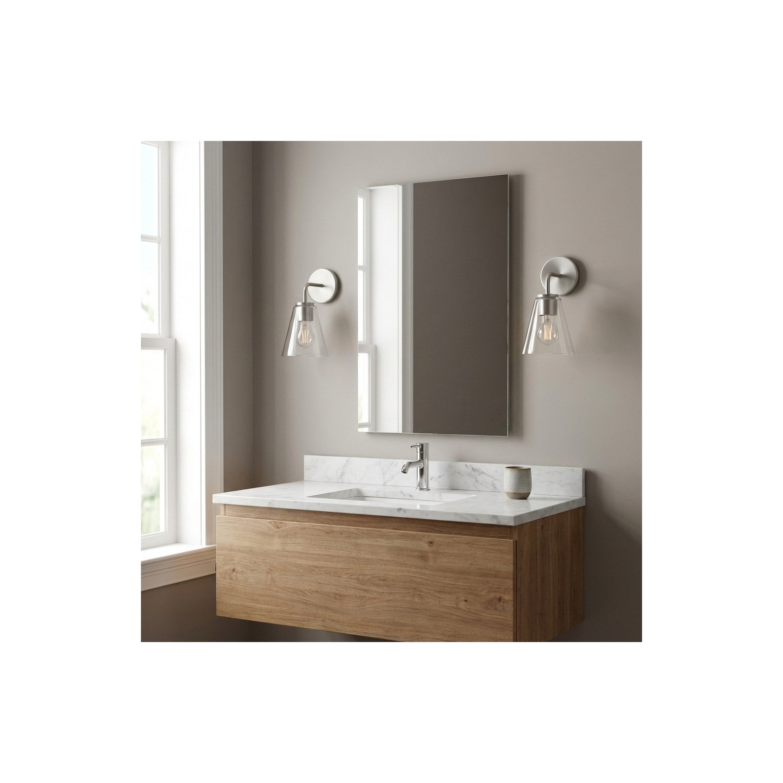 Senda One Light Vanity, 1, Clear, Brushed Nickel