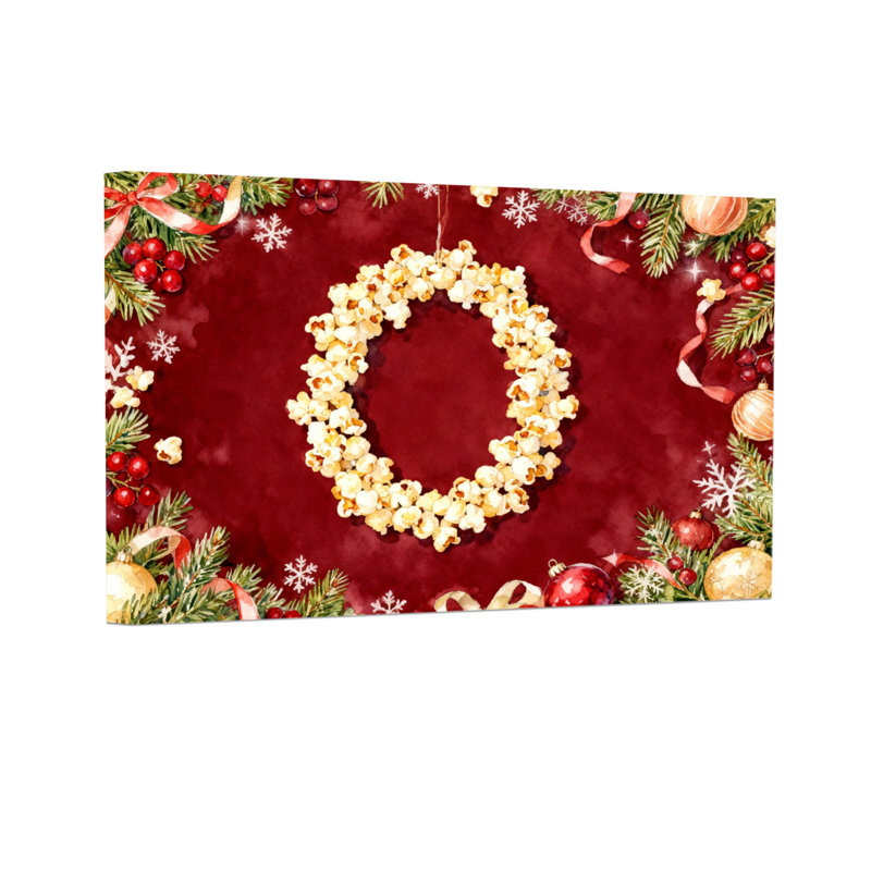 Motif décoratif de Noël couronne de maïs soufflé, H 12 po x l 18 po