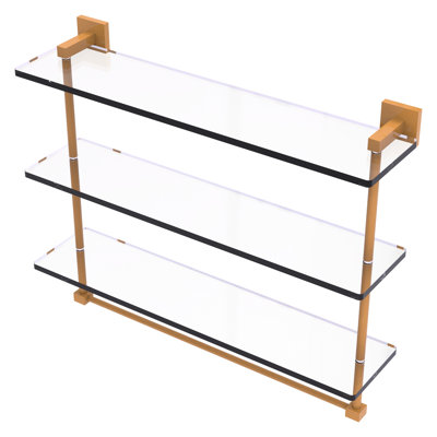 Étagère en verre à trois niveaux de la collection Montero avec barre à serviettes intégrée Montero