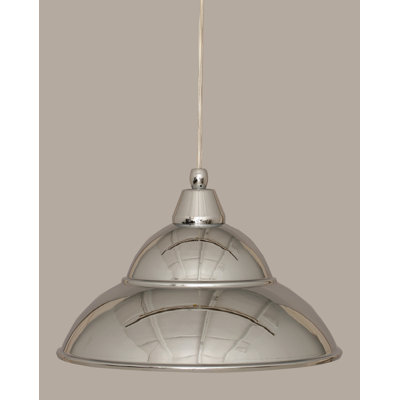 Cord Hung Mini Pendant With Double Bubble Metal Shade