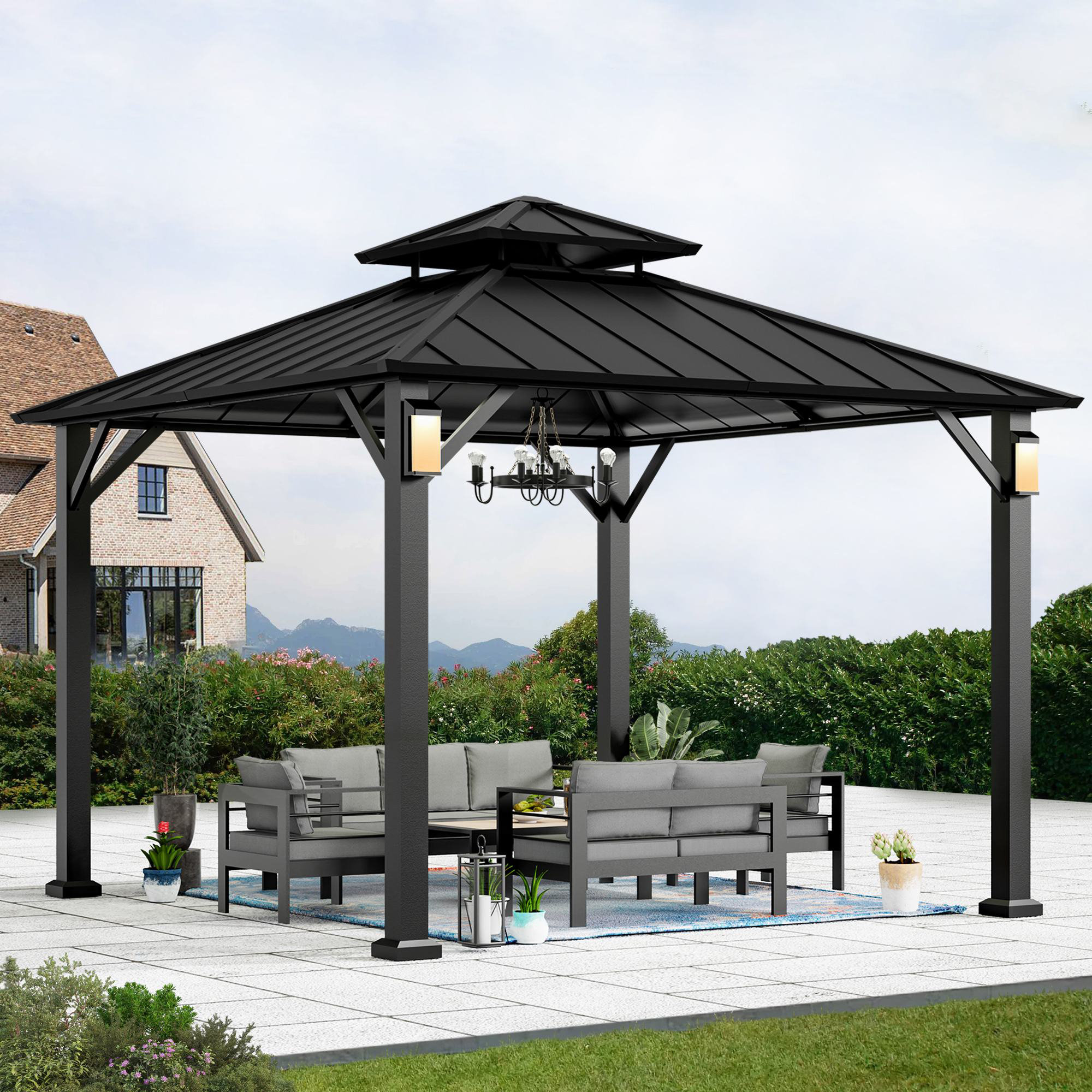 10’X10’ Hard Top Gazebo W/Solar Led Lights
