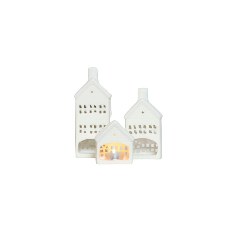 Ensemble d'objets décoratifs élégants (3 pièces), céramique blanche, tailles: 3,1 x 2,6 x 4,3 po, 3,1 x 2,6 x 6,1 po, 3,1 x 2,6 x 7,9 po | 100% céramique | Parfait pour la décoration intérieure, l'esthétique moderne et les accents élégants