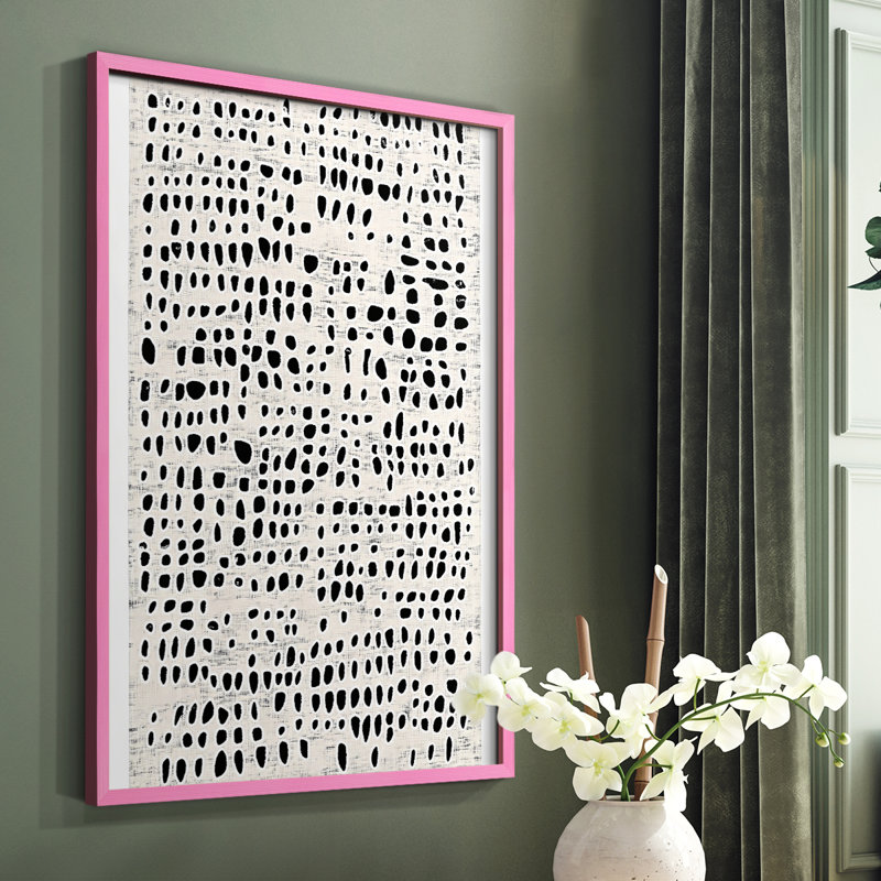 Reproduction abstraite encadrée, prête à être suspendue, fabriquée aux États-Unis, Rose, H 20 po x P 16 po
