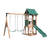 Swing Sets For Backyard, 4-in-1 Outdoor Swing Set With Slide, Climbing Rock Wall, And Soft Cushion Swings For Backyard Playground