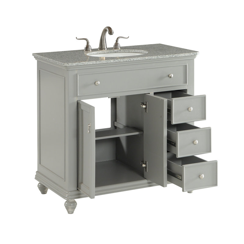 Otto 36'' Single Bathroom Vanity with Top, Antique White, Light Gray