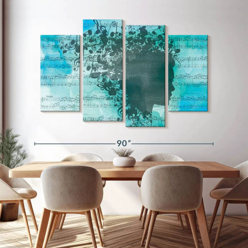 Abarca Music Harmony In My Head On Canvas, reproduction de 4 pièces, H 54 po x l 84 po x P 1 po