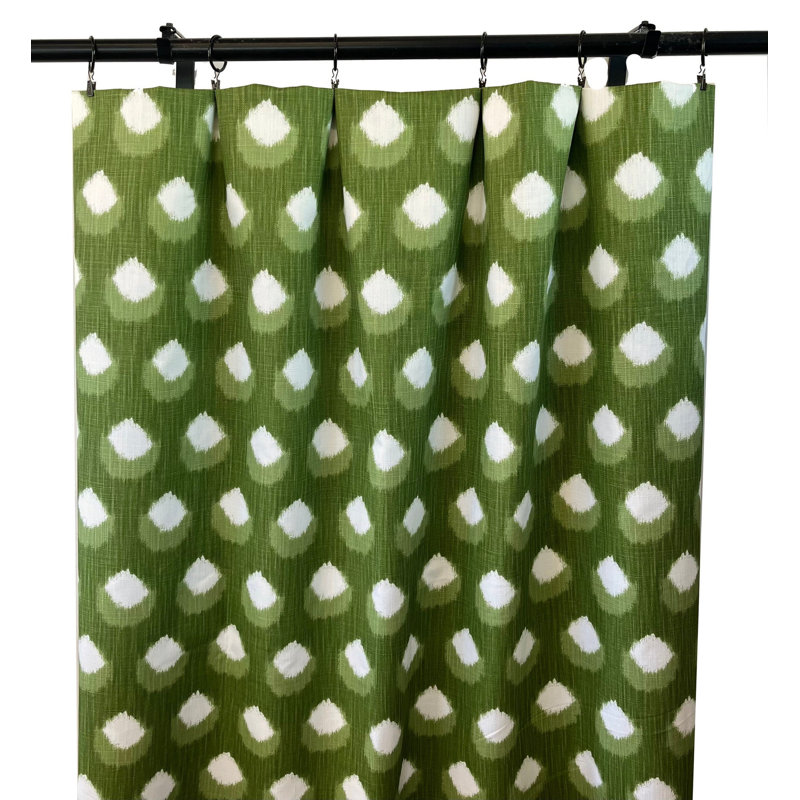 Green Moss Chartreuse Ikat Curtains, 50" W x 72" L