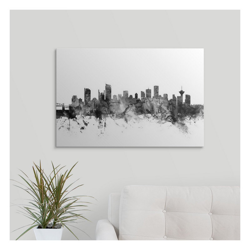 «Francy Vancouver Canada Skyline» par Michael Tompsett - reproduction, Toile, H 40 po x l 60 po x P 1,5 po