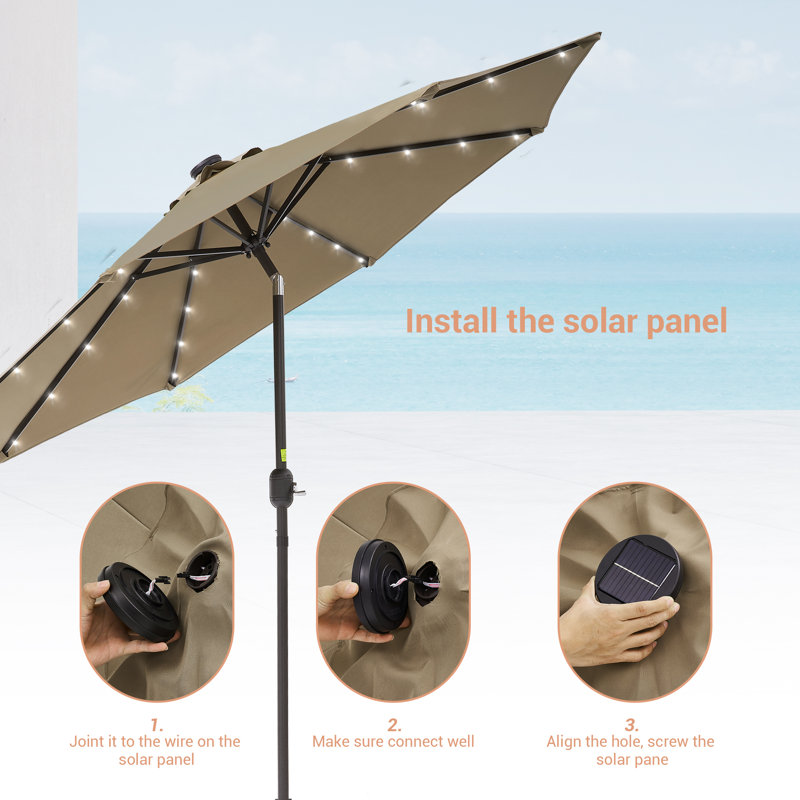 Parasol de marché lumineux 9 pi Kenmore, Taupe