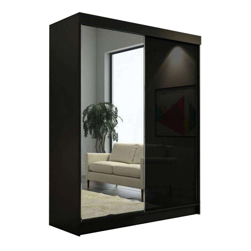 Danterrius 2 Door Manufactured Wood Wardrobe, Matte Black