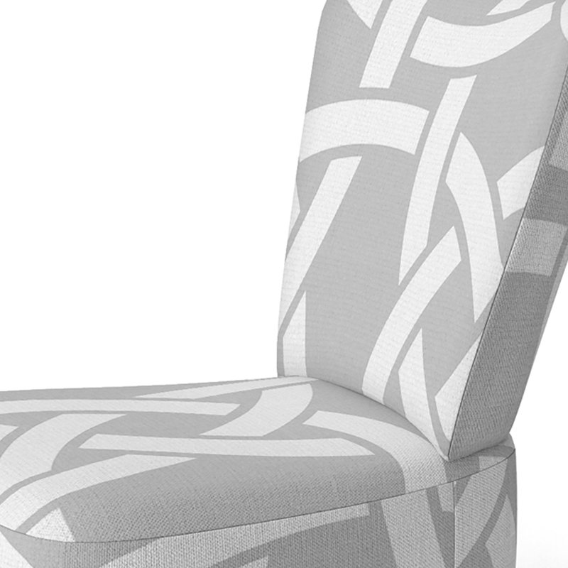 Chaise d'appoint rembourrée à motif géométrique gris et blanc