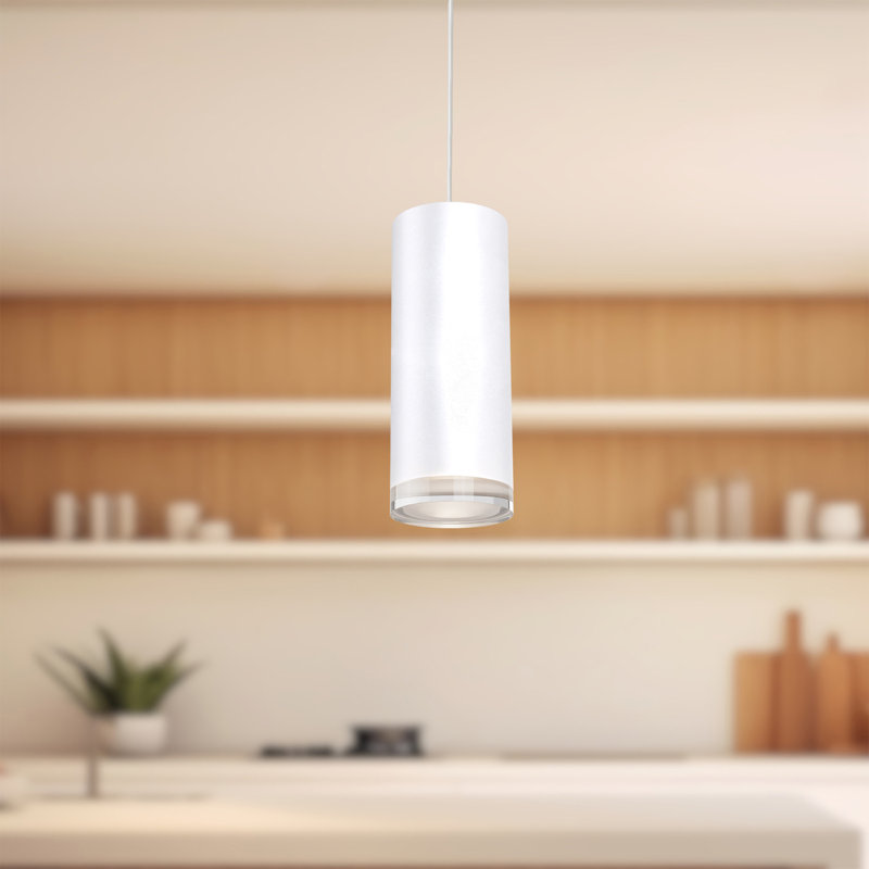Cameo 1 - Light LED Pendant, White, White, 10" H x 4" W x 4" D