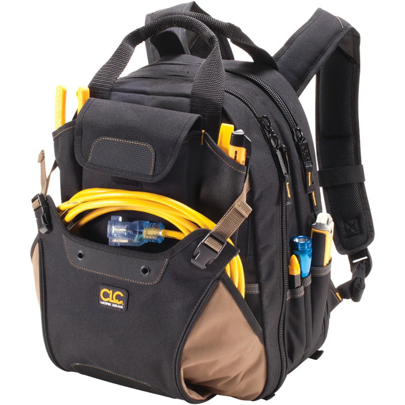  44 Pocket Tool Backpack, Padded Back Support, Black