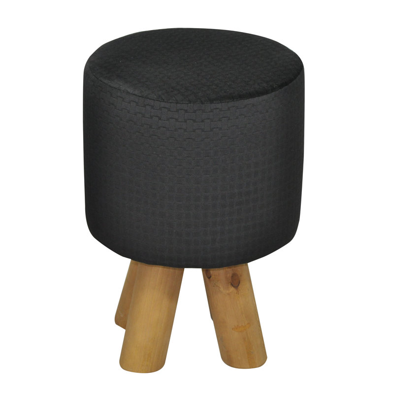 Kivi Solid Wood Accent Stool, Black