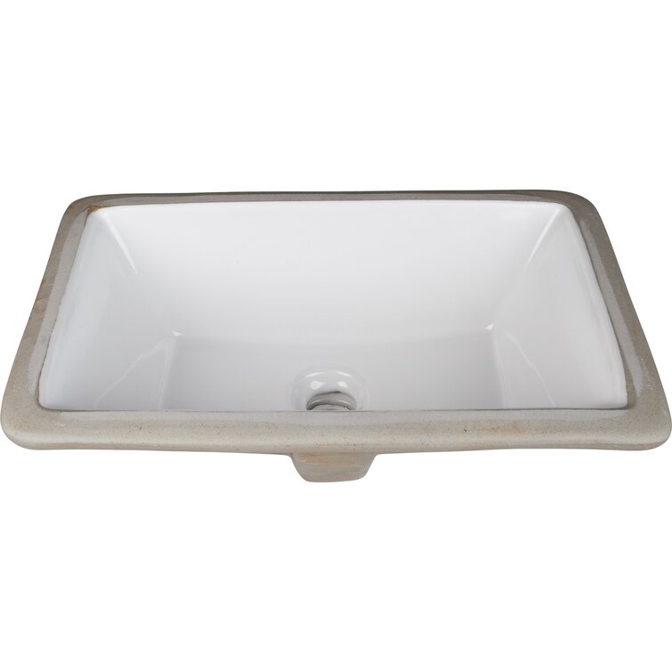 16" Rectangle Undermount White Porcelain Bowl