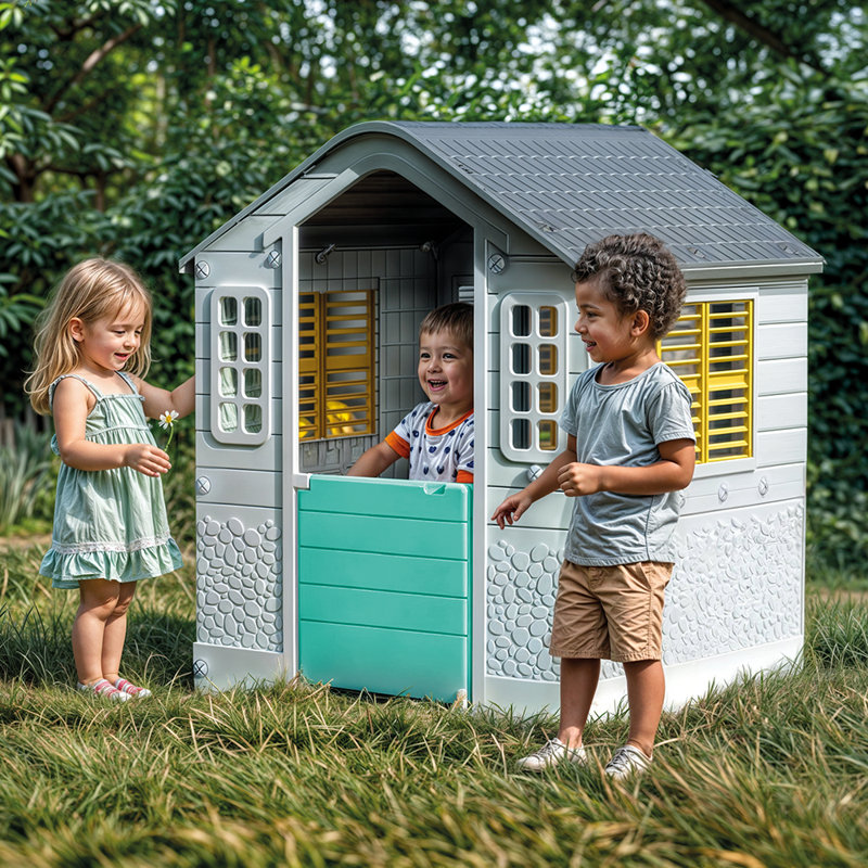 Dolu 109cm W x 95cm D Plastic Playhouse with Kitchen