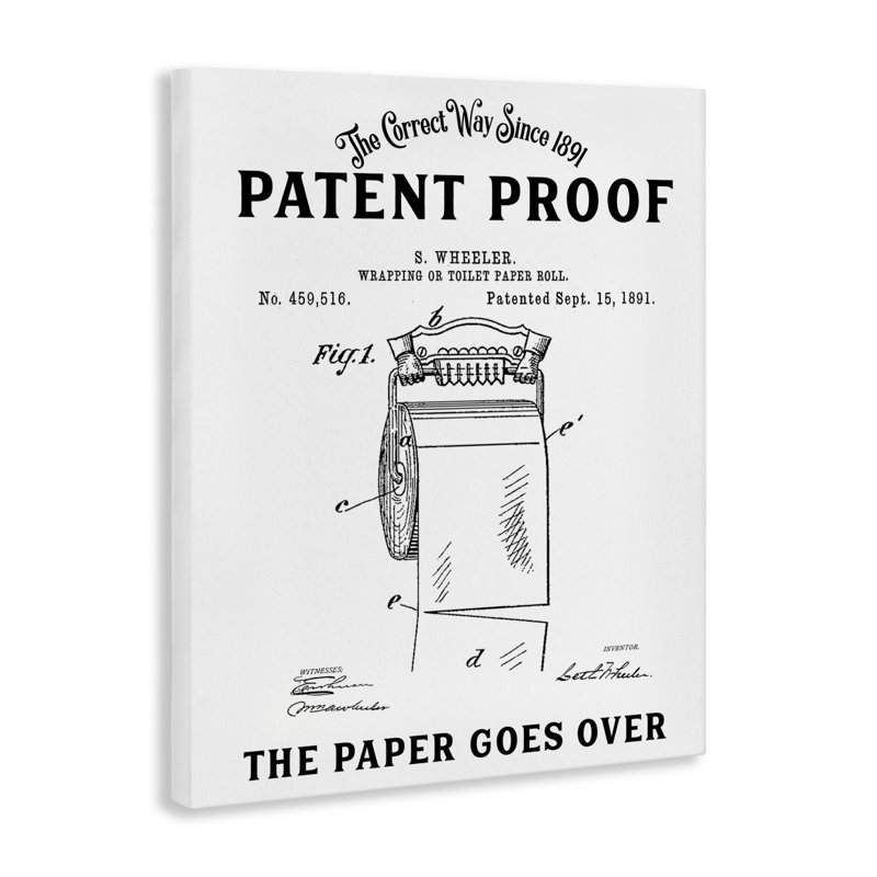Le papier hygiénique va au-dessus de la toile, par lettré et doublé, H 20 po x l 16 po