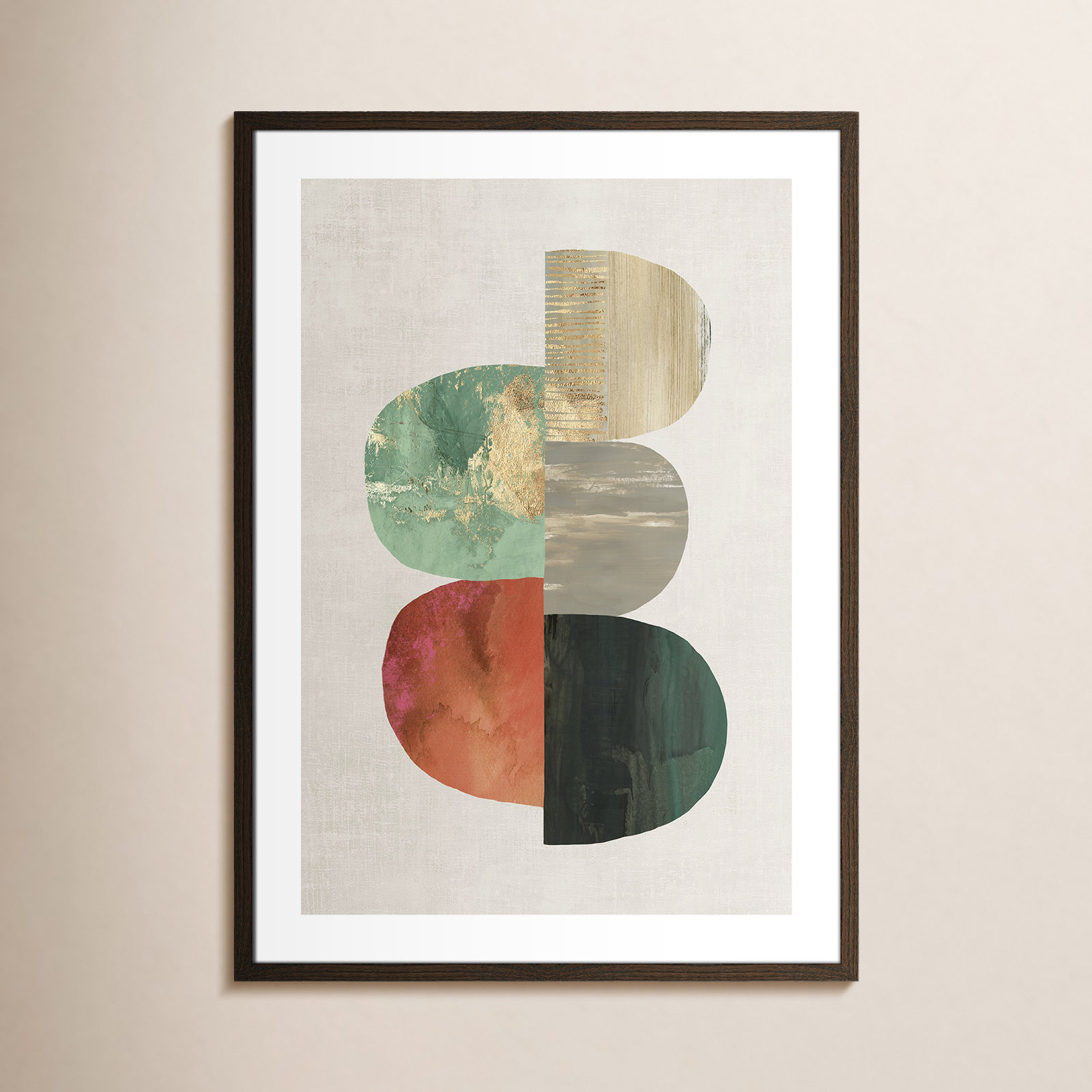 Evolving Energy I - Painting Print, Picture Framed Paper, 35.5" H x 25.5" W, Walnut Wood