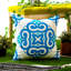 Indoor / Outdoor Waterproof Floral Print Blue Square Throw Pillow Cover