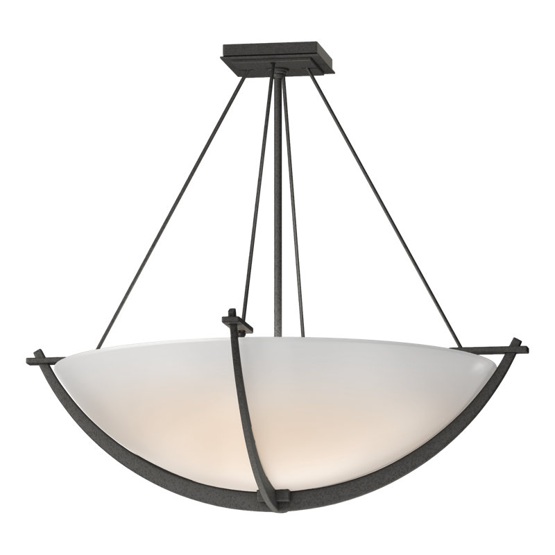 Compass 3 - Light Semi Flush Mount, Natural lron, Opal White, 24.1" H x 27.4" W x 27.4" D