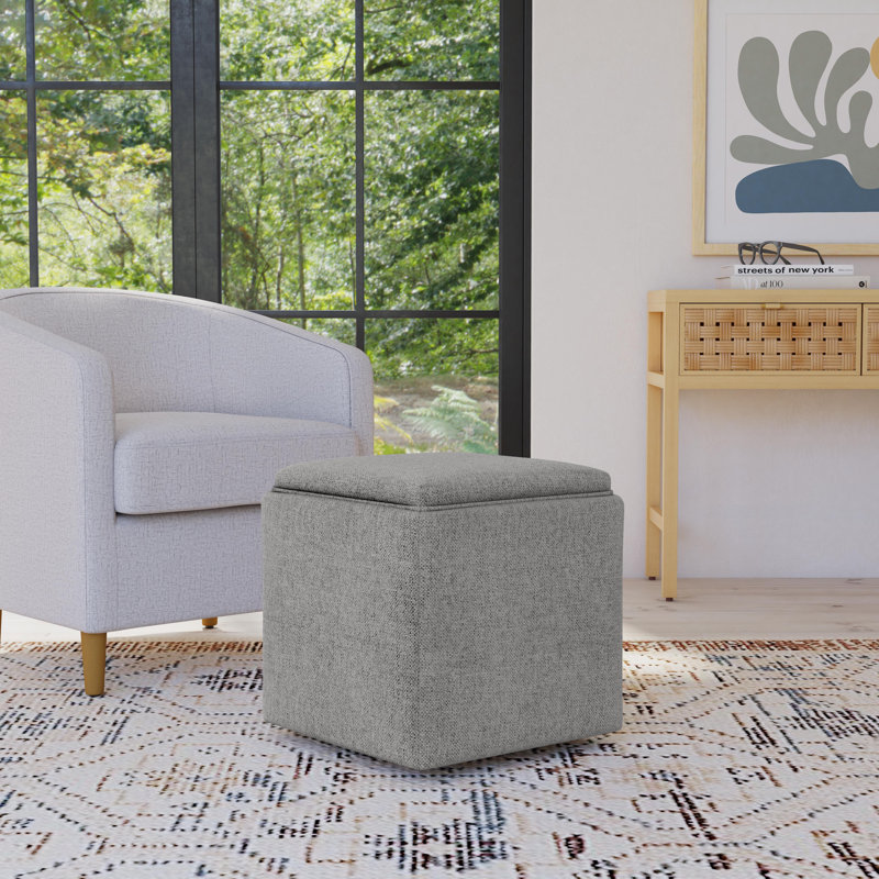Homepop Storage Ottoman With Tray Top, Gray