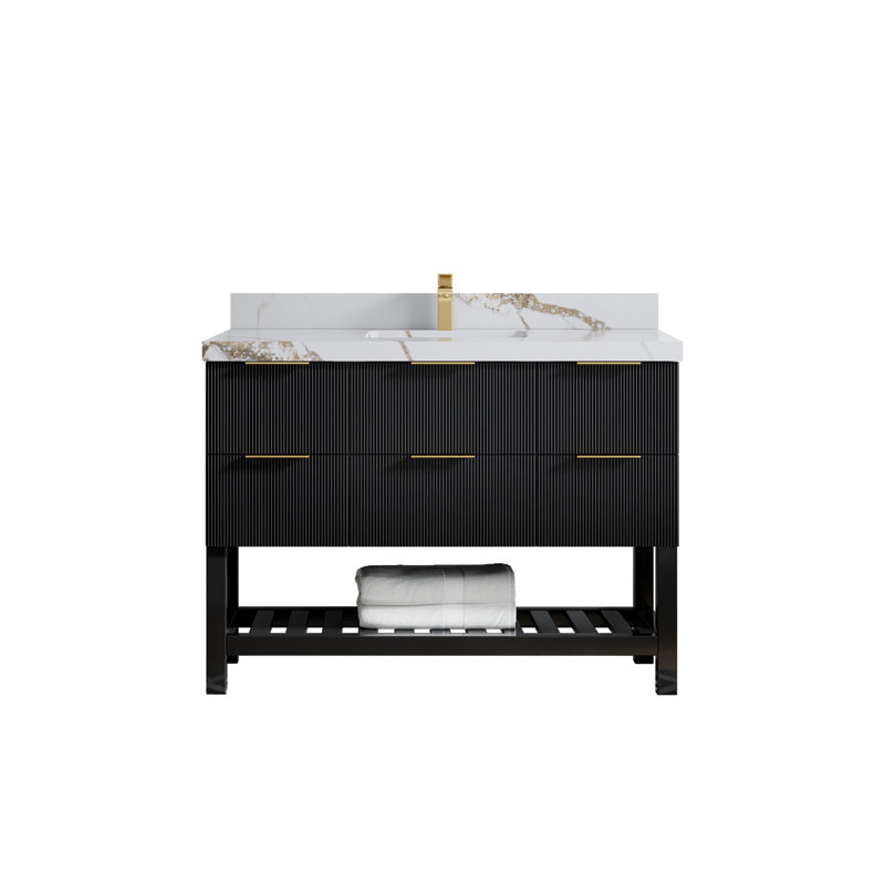 Ensemble de meuble-lavabo simple 48 po Chayil, Or Calacatta