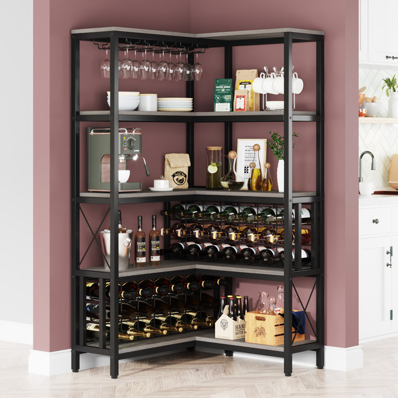 42 Bottle Wine Bottle & Glass Rack, Grey