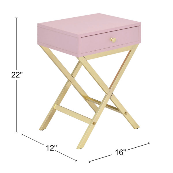 Gold Rectangular Side Table Mercer41 Pink And Gold Rectangular Occasional Side Table With One ...