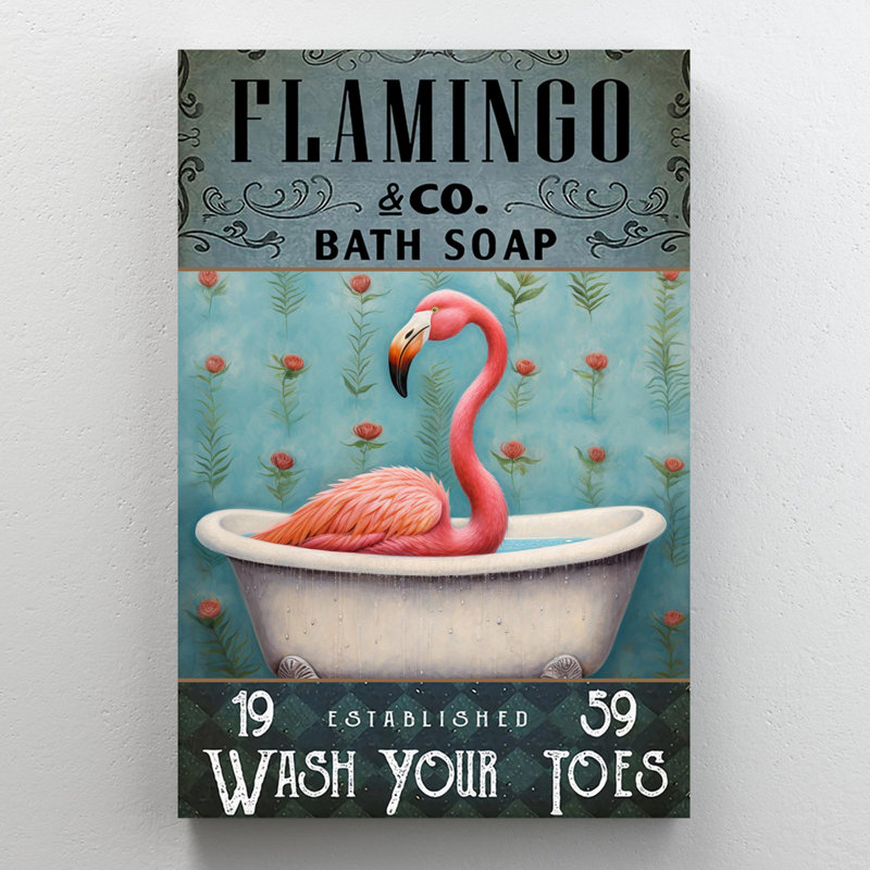 «Flamingo Bath Soap On Canvas», impression, H 14 po x l 11 po x P 1,25 po
