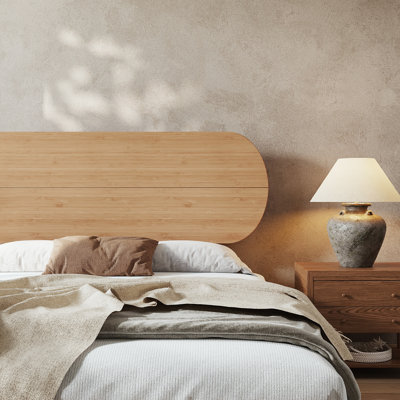 Solid Bamboo Platform Bed with Rounded Headboard and Footboard, Modern Minimalist Bamboo Bed Frame for Guest Room Apartment No Box Spring Needed, Full Size, Natural