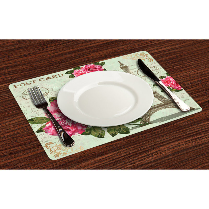 Gault Colourful Shabby Plant Roses Leaf Placemat