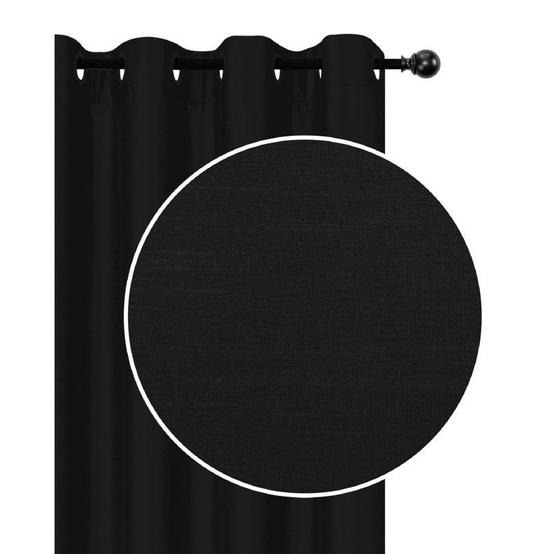 Paire de rideaux unis avec œillets, Noir