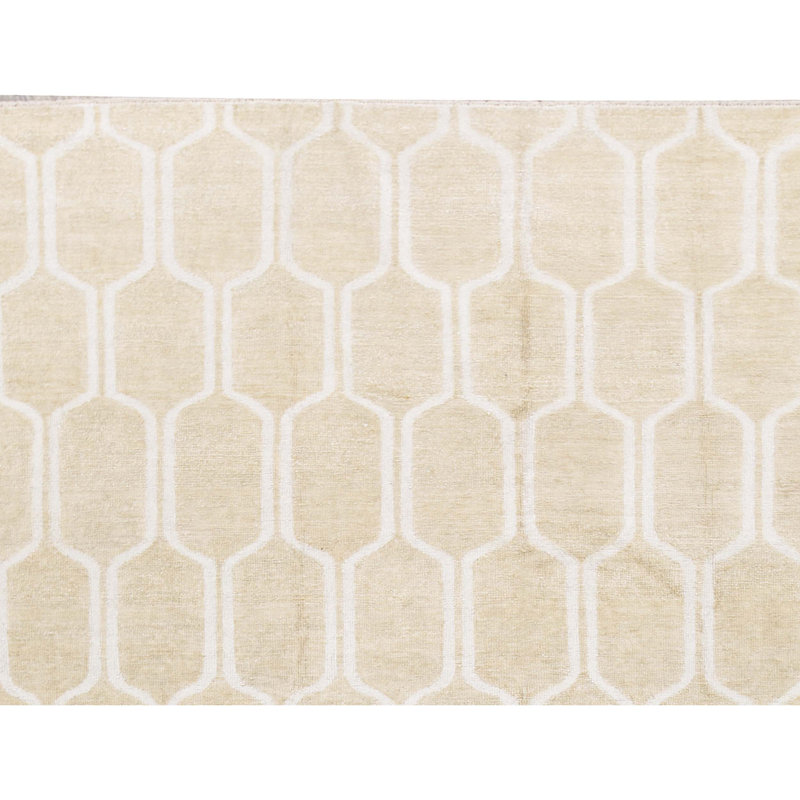 Cotton Geometric Area Rug in Gold