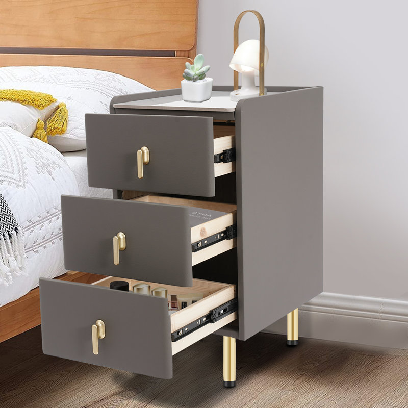 3 Drawers 23x15.7x11.8" Nightstand, Gray