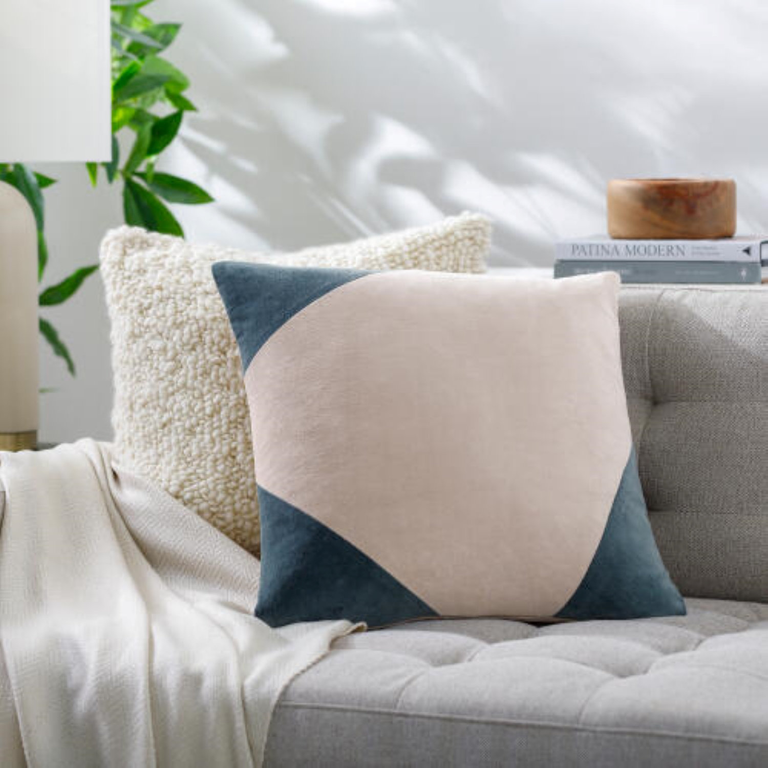 Denny Cotton Pillow Cover, Polyester/Polyfill, 20" x 20", Seafoam