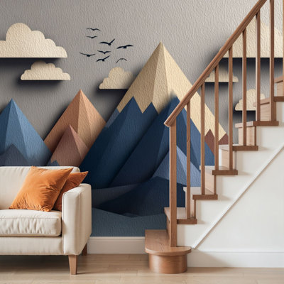 Peel and Stick Wallpaper Wall Mural Kids mountains nursery for kids room babies nursery Wall Art Self Adhesive and Removable