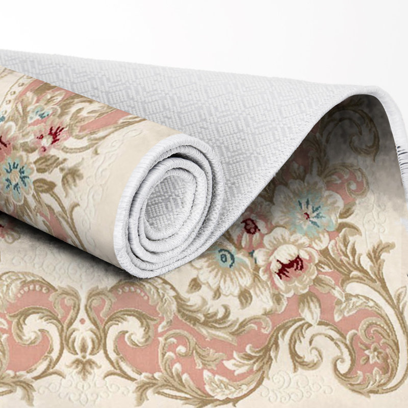 Ensemble de tapis de bain 2 pièces Berthiaume, Beige / rose
