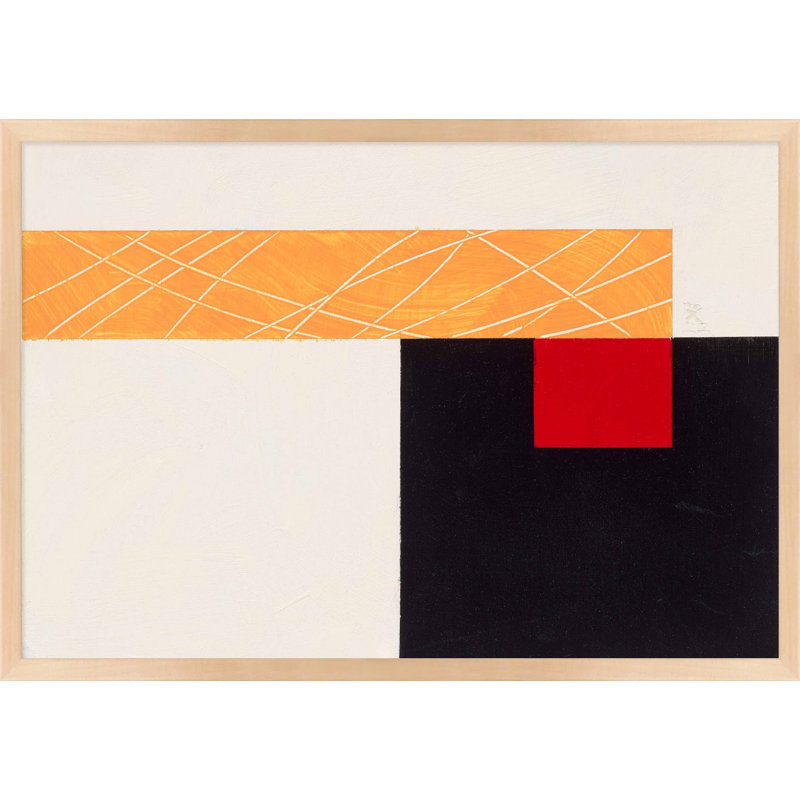 Composition with Yellow 1 par Robert Kamnatnik - Art mural encadré, Papier avec cadre érable, H 21 po x l 30 po x P 1,25 po