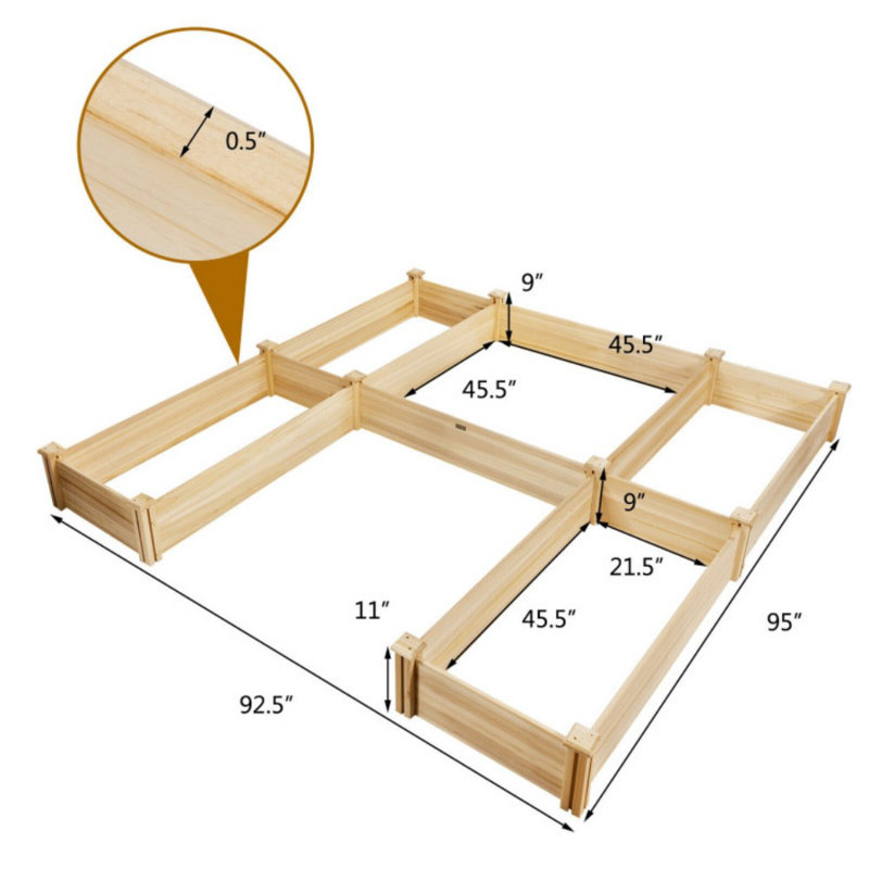Tavion Wood Raised Garden Bed