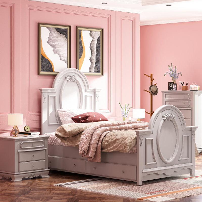3 tables de chevet grises pour un look de chambre à coucher charmant avec 3 tiroirs et un design qui minimise le bruit
