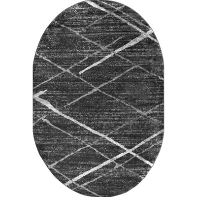 Amiia Abstract Power Loom Performance Dark Gray Rug