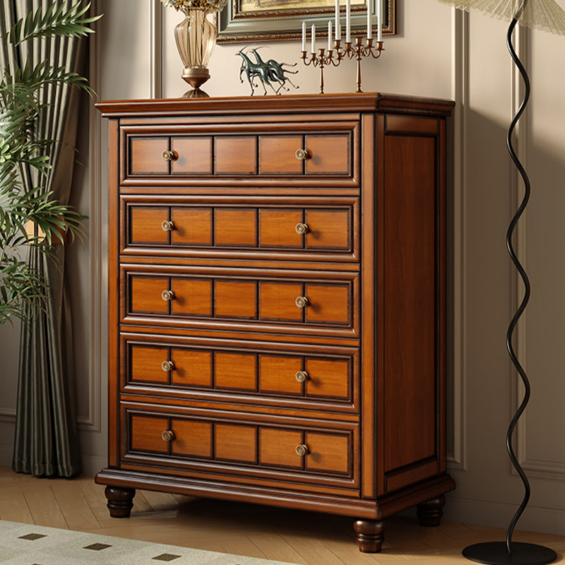 Commode d'appoint en bois massif rétro pour chambre à coucher