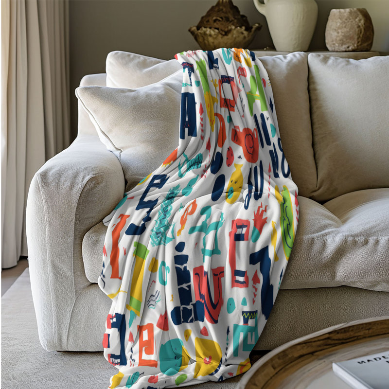Couverture alphanumérique 1 pièce Sherpa Premium, Lit simple
