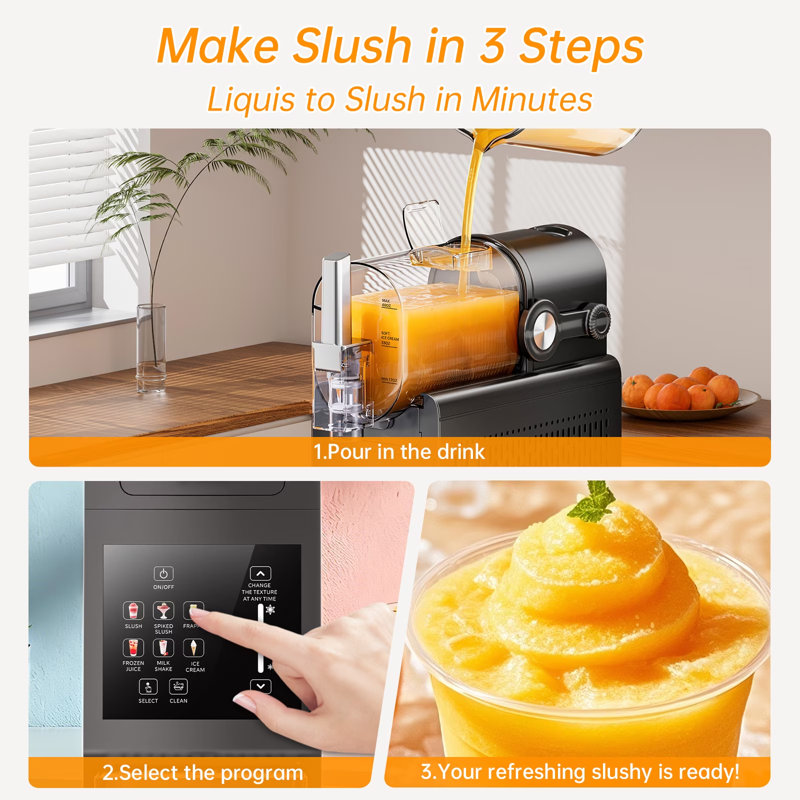 Slushy Machine Home , 88 oz Frozen Drink Maker with Compressor , No Ice Needed 6 - in - 1 Slushie Machine with 24 H Timer , Auto - Freshness & Easy Self - Cleaning