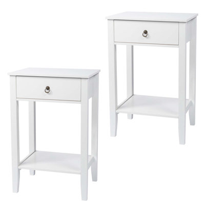 Two-Layer Bedside Cabinet Table With Drawer